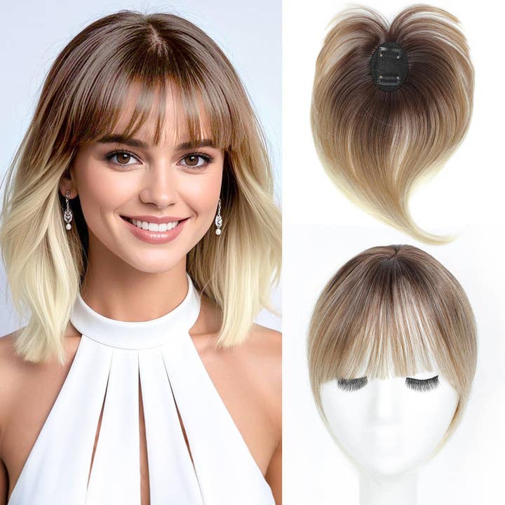 Topper à clipser avec frange d'apparence naturelle pour la vente par AK Brand