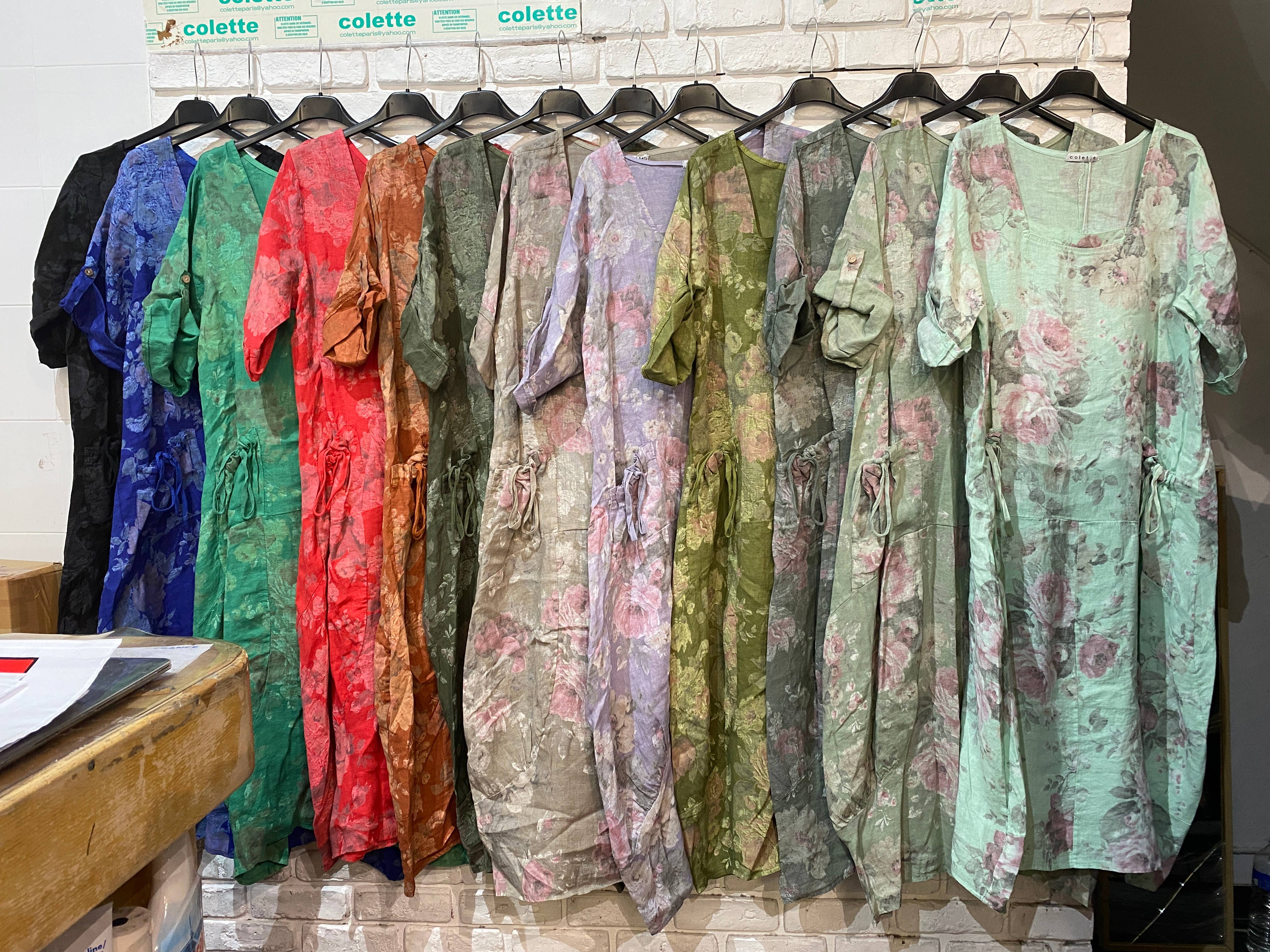 la maison des fibres naturelles – Großhandel Kleid – Damen – Leinenkleid mit floralem Muster, 100 % Leinen, Modell 6796748