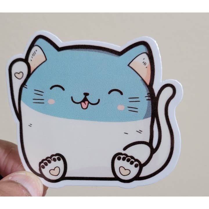 CraftdeeD - Wholesale Sticker - Cat Waving Sticker | Cat Sticker | Laptop Sticker | Water