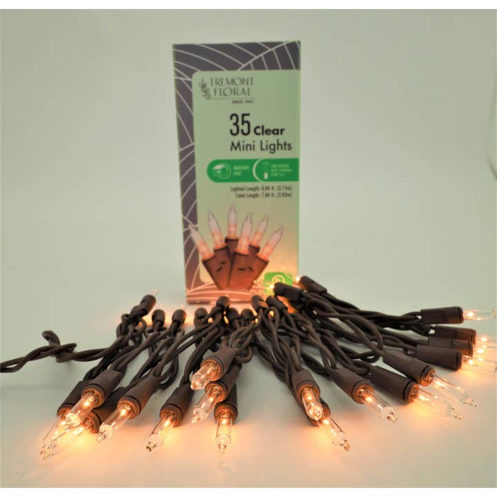 35ct. Heldere Mini Lichtset met Bruine Draad voor wholesale door Tremont Floral Supplies