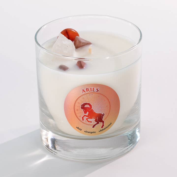 Vela de Cristal del Zodiaco Aries 8 oz – Coraje y Motivación para venta al por mayor de Aluminate Life