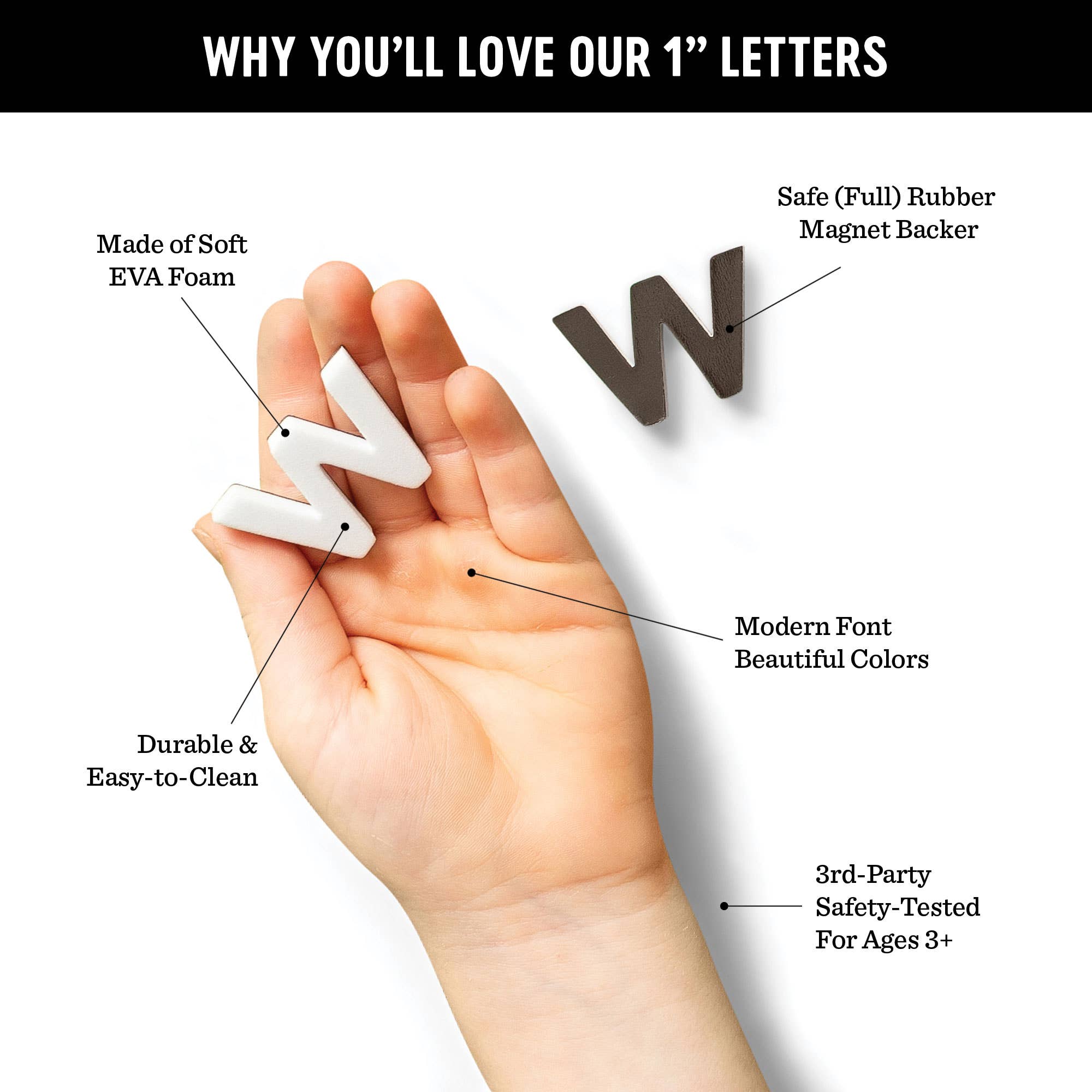 The Type Set Co. – Íman por atacado – 200 peças de letras magnéticas brancas de 2,54 cm7