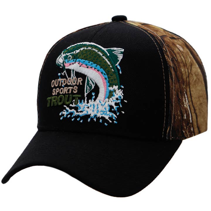 Cap Zone - Vendita all'ingrosso Cappellino da baseball - Unisex - Berretto da baseball Trout Bass Hunt Camo per sport all'aperto