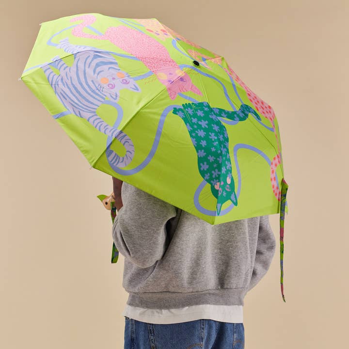 Original Duckhead USA - Wholesale Umbrella - Unisex - NEW Print! Lime Arty Cats Eco-Friendly Duck Umbrella2