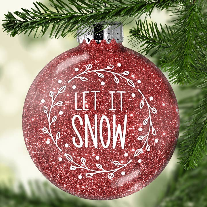 Let it Snow Glitter Christmas Ornament for wholesale by Sparkling Magnolia LLC