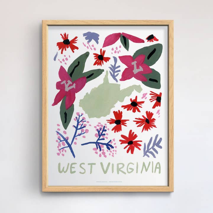 Impressão de guache americano da Virgínia Ocidental por atacado de 50 States of Beauty