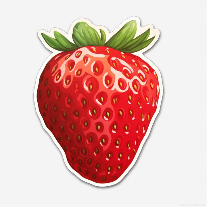 Autocollant imperméable en vinyle Strawberry pour la vente par Elizarae Co.