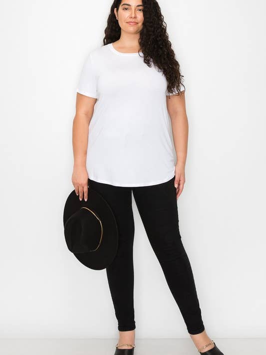 A.gain - Wholesale T-Shirt - Women's - 10733SSP07 - PLUS SIZE BASIC SOLID SHORT SLEEVE TOP1