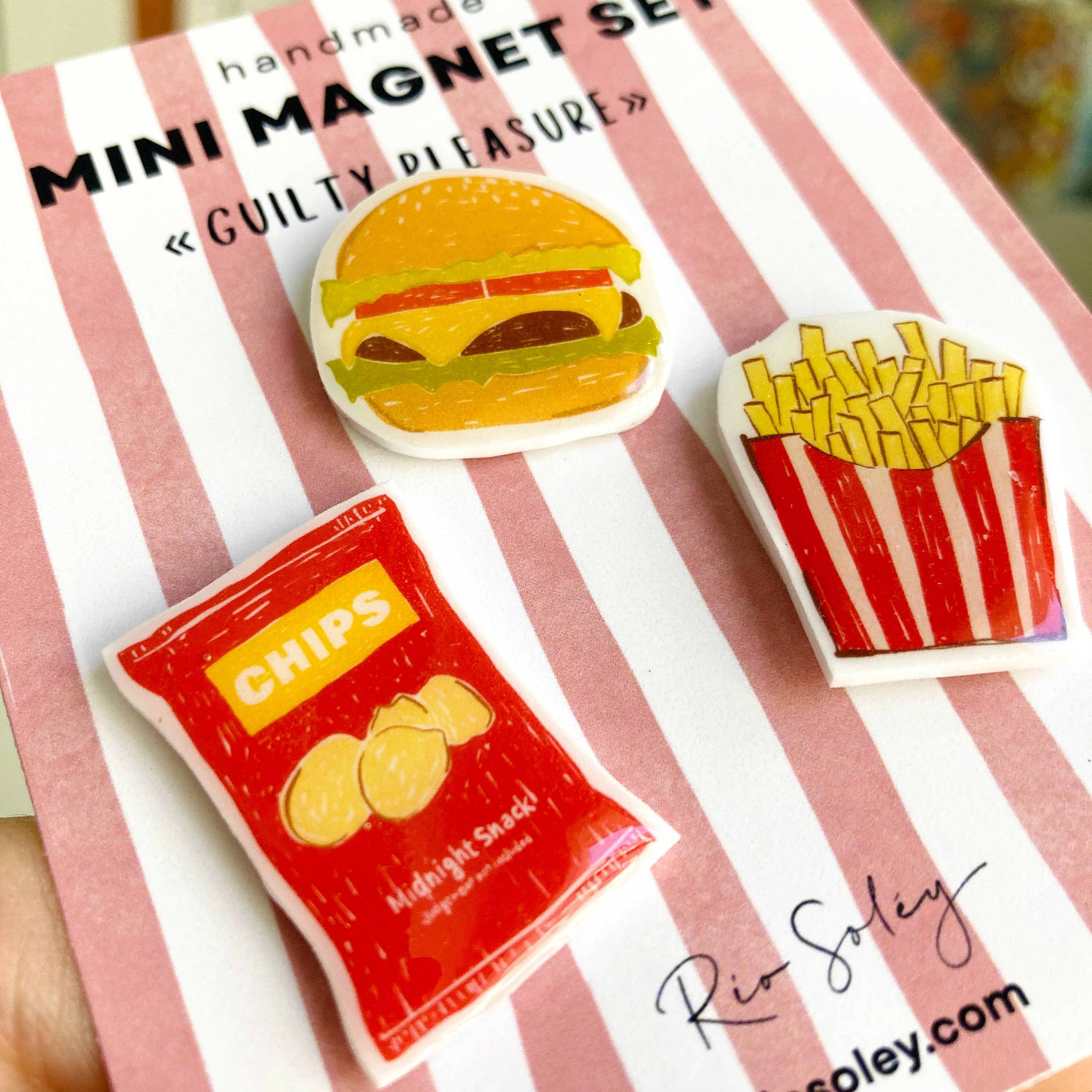 Rio Soléy - Wholesale Magneet - Handgemaakte Mini Magneetset – Guilty Pleasure (Chips, Burger & Frietjes)1
