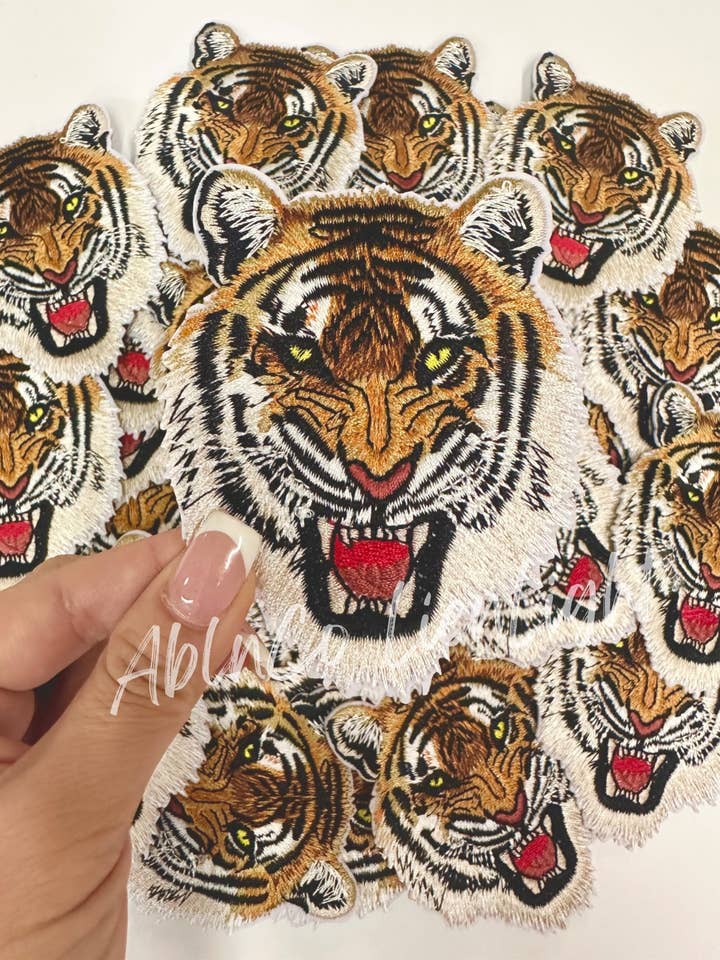 trucker hat patches roaring tiger embroidery patch iron on for wholesale by ABLNco