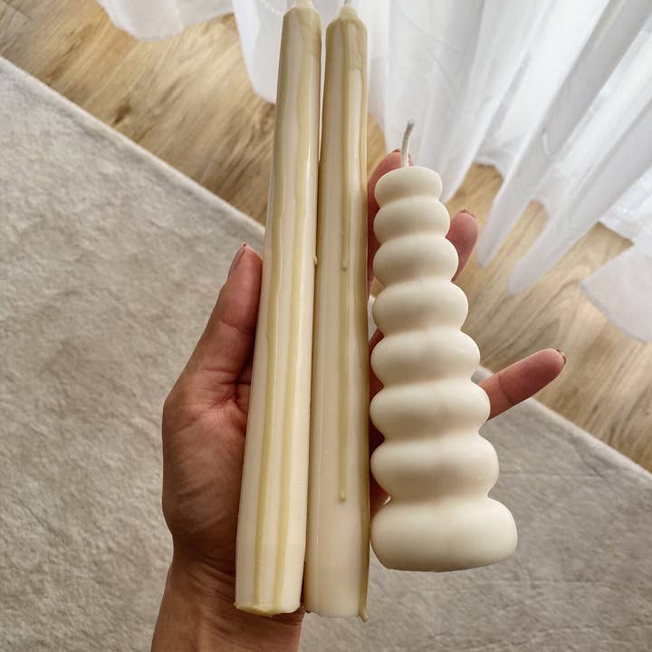 SoieLondon - Wholesale Tapered Candle/Candlestick - Sand Abstract Drip Candle sticks Set. Vegan, soy.3