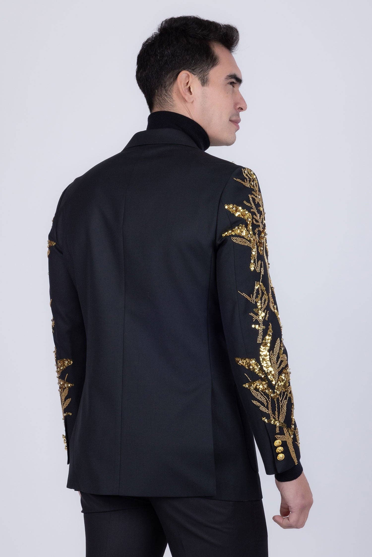 BARABAS - Wholesale Suit Set - Men's - Men's Sequins Double-Breasted Peak Lapel Suit 5SU372