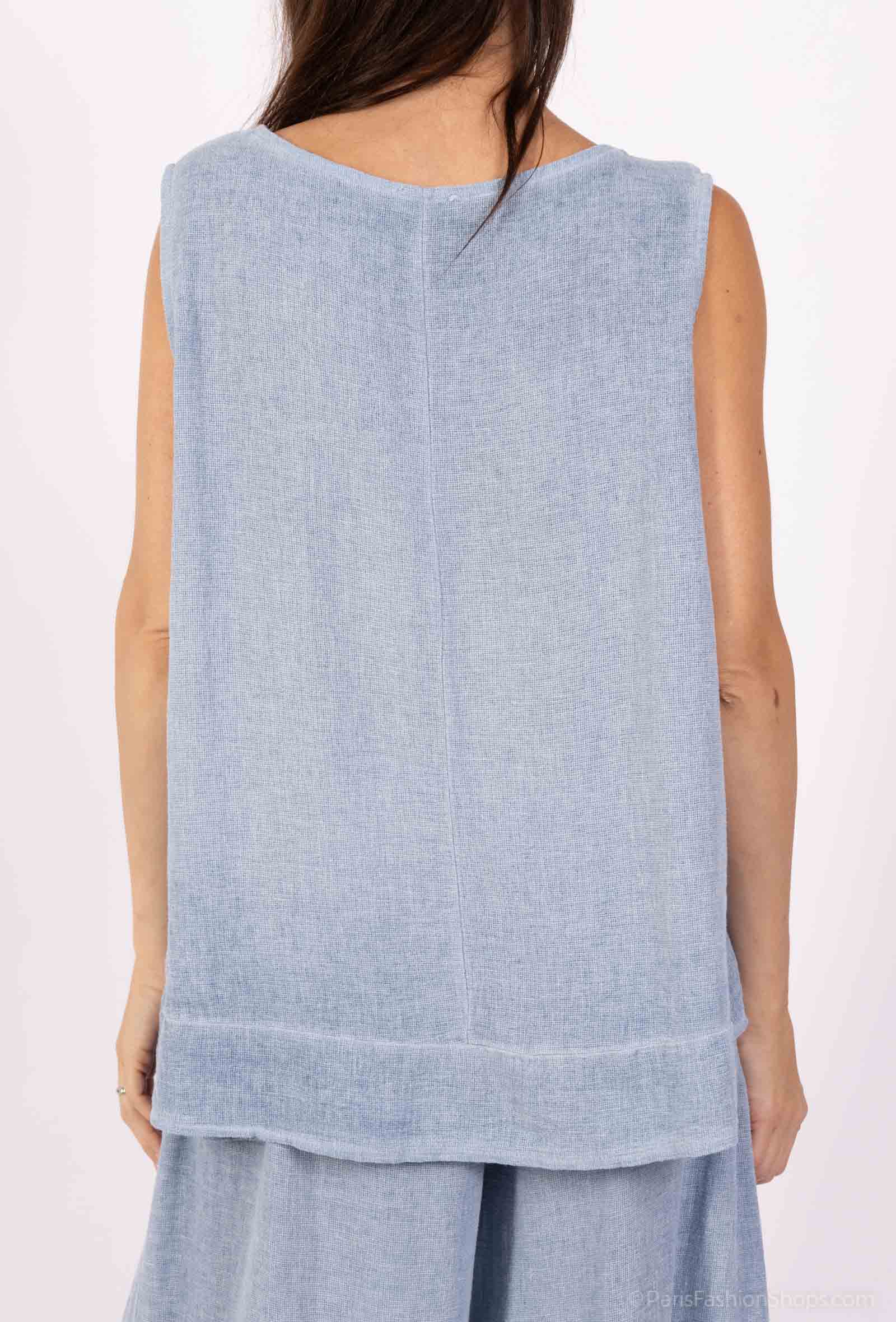 Shyloh - Vendita all'ingrosso Camicetta - Donna - Top ampio senza maniche in lino cotone 158183