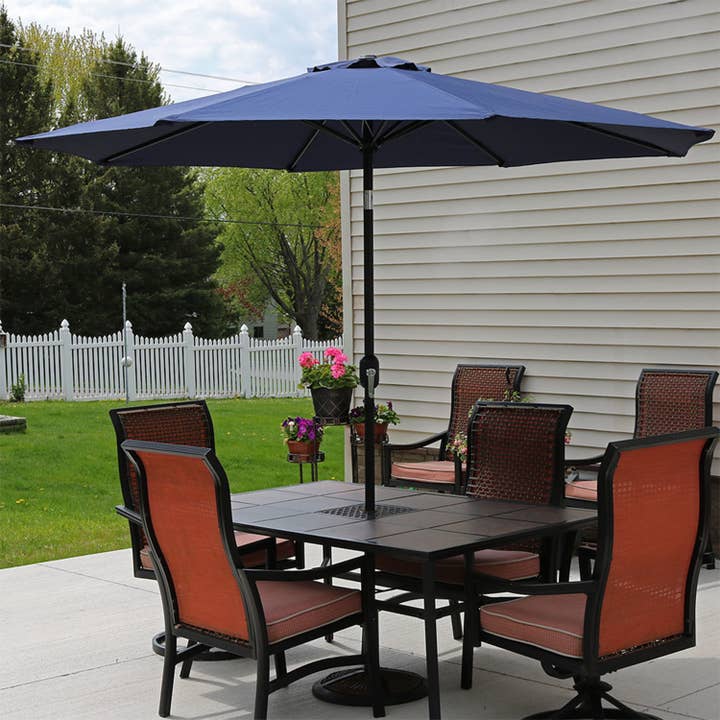 9 ft Aluminum Patio Umbrella with Tilt and Crank - Navy Blue for wholesale by Sunnydaze Decor