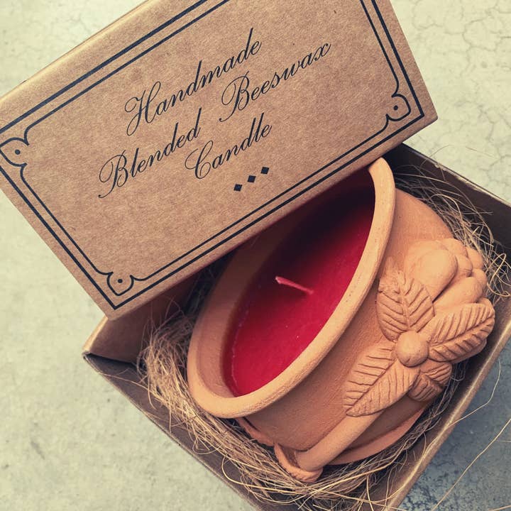 Dalit Goods Co - Wholesale Jar/Filled Candle - Handmade Indian Terracotta Candle - Anu - Rose Scented1