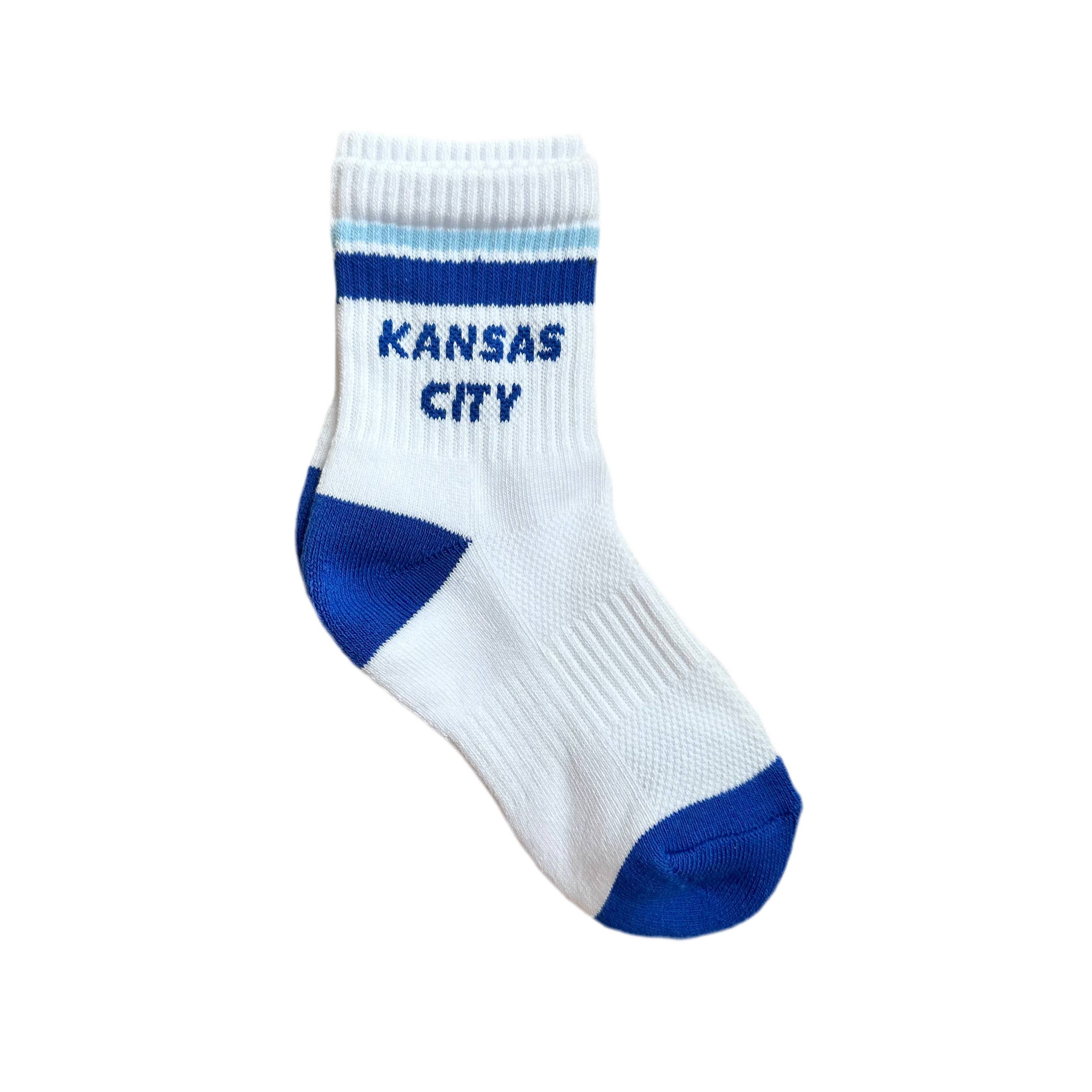 Carly Rae Studio - Wholesale Socks - Unisex - YOUTH Kansas City Crew Socks - White w/ Blue