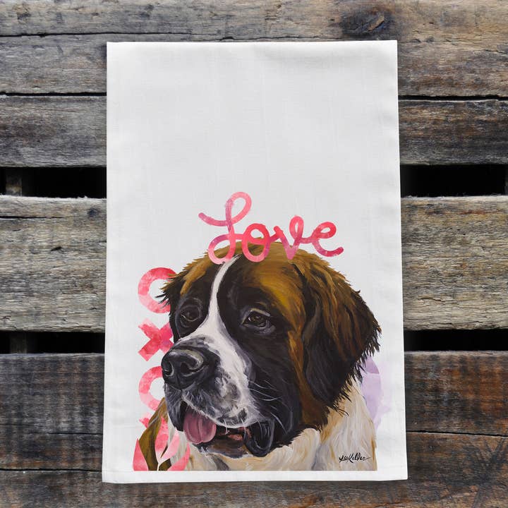 Serviette en farine pour chien, « St. Bernard », pour la Saint-Valentin pour la vente par Hippie Hound Studios