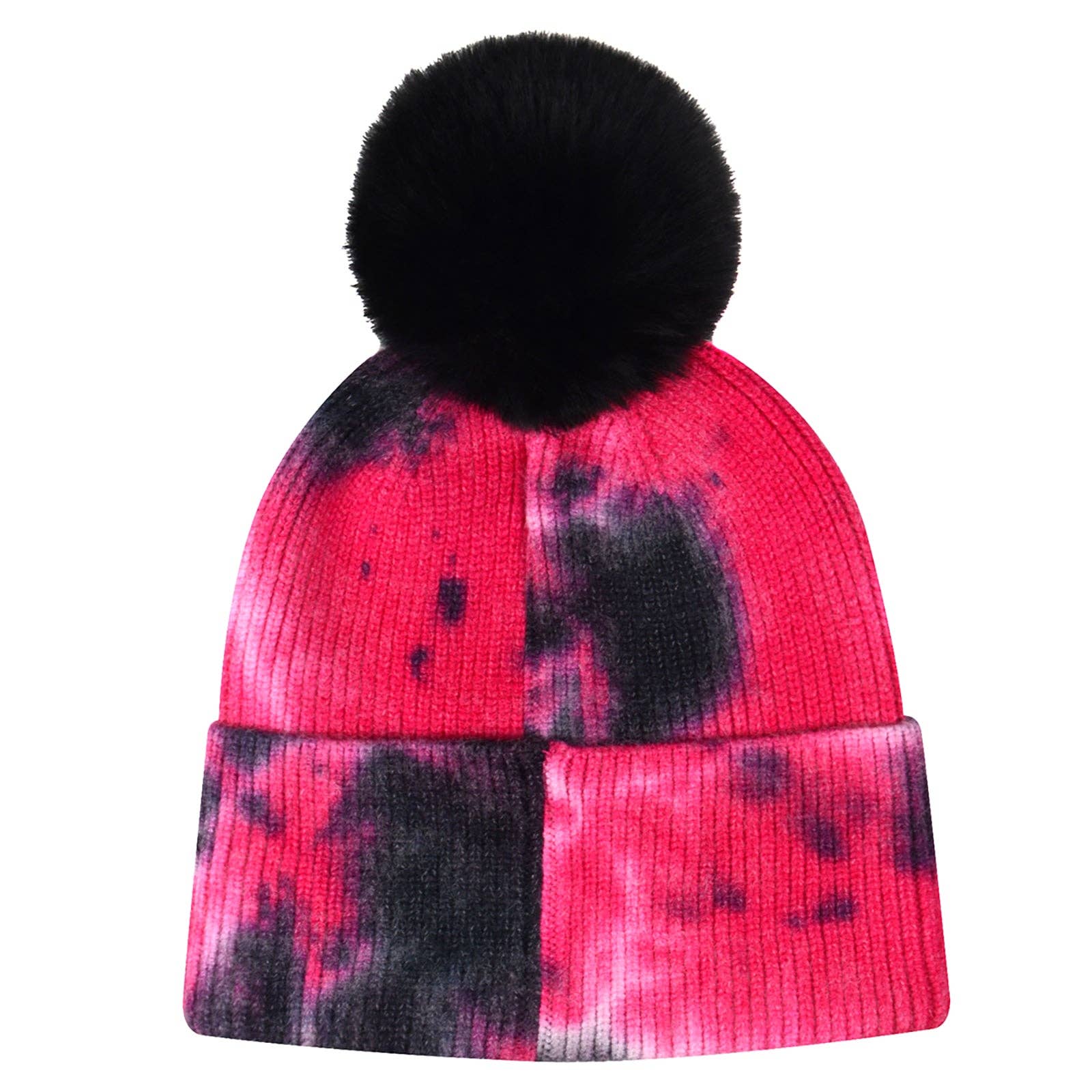 HATPHILE - Wholesale Beanie - Women's - Hatphile Dog Mom Tie Dye Faux Fur Pompom Knit Beanie Skully Toque Stocking3
