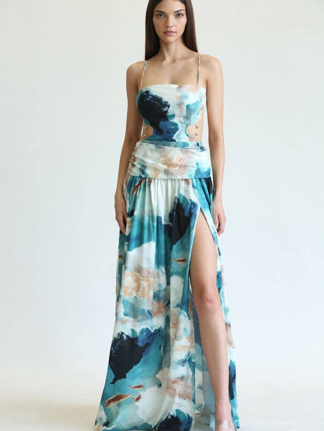 Verity - Watercolor Floral Print Pattern Dress for wholesale by Rose Paulino