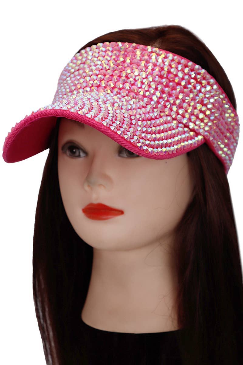 Cap Zone - Wholesale Visor - Women's - Full Bling Rhinestone Acrylic Velcro Visor4