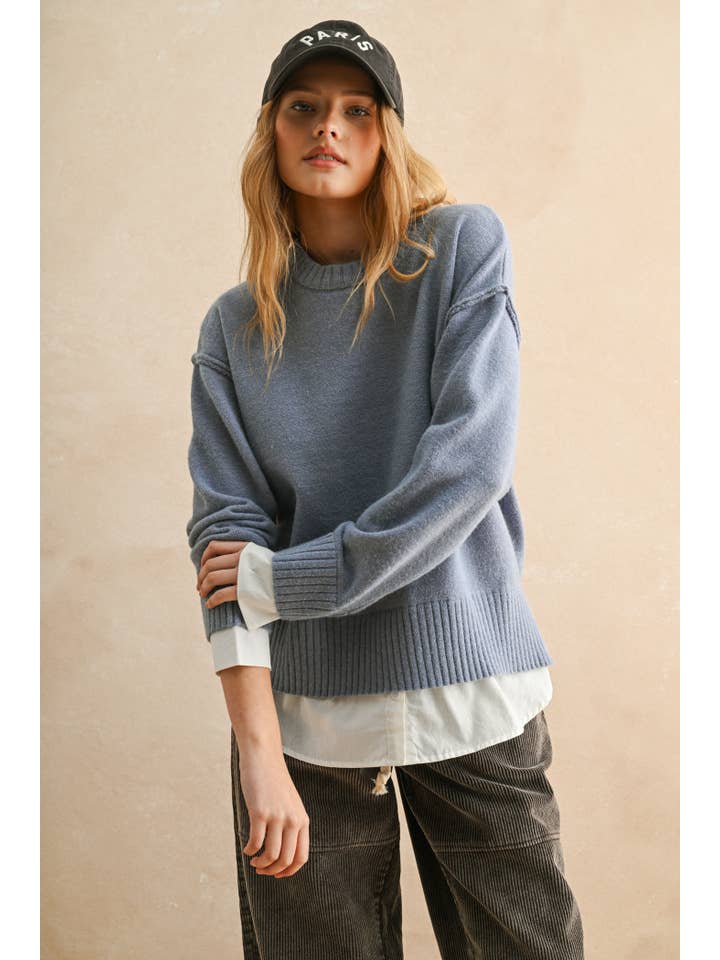 MIOU MUSE - Wholesale Knit Sweater - Women's - T4110 SHIRTS COMBO LONG SLEEVE SWEATER TOP9