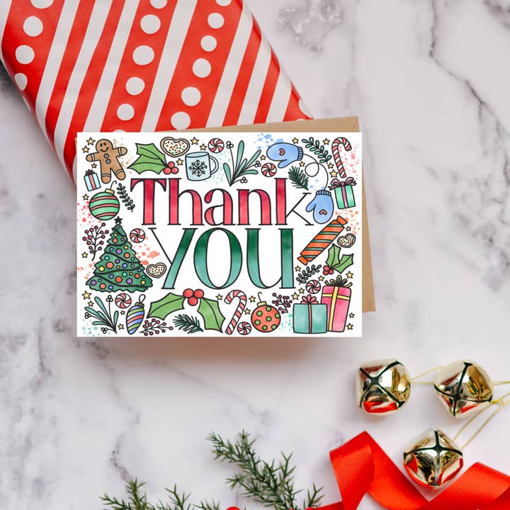 Kerst A7 Exclusieve handgetekende kerstbedankkaart voor wholesale door Simply Crafty