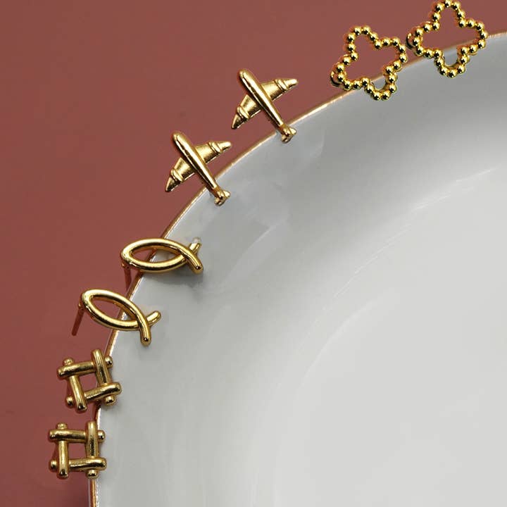 JOSSLYN by wall to wall - Wholesale Stud/Post Earrings - 18K Stainless Steel Tarnish Free Waterproof Studs | 40E4242