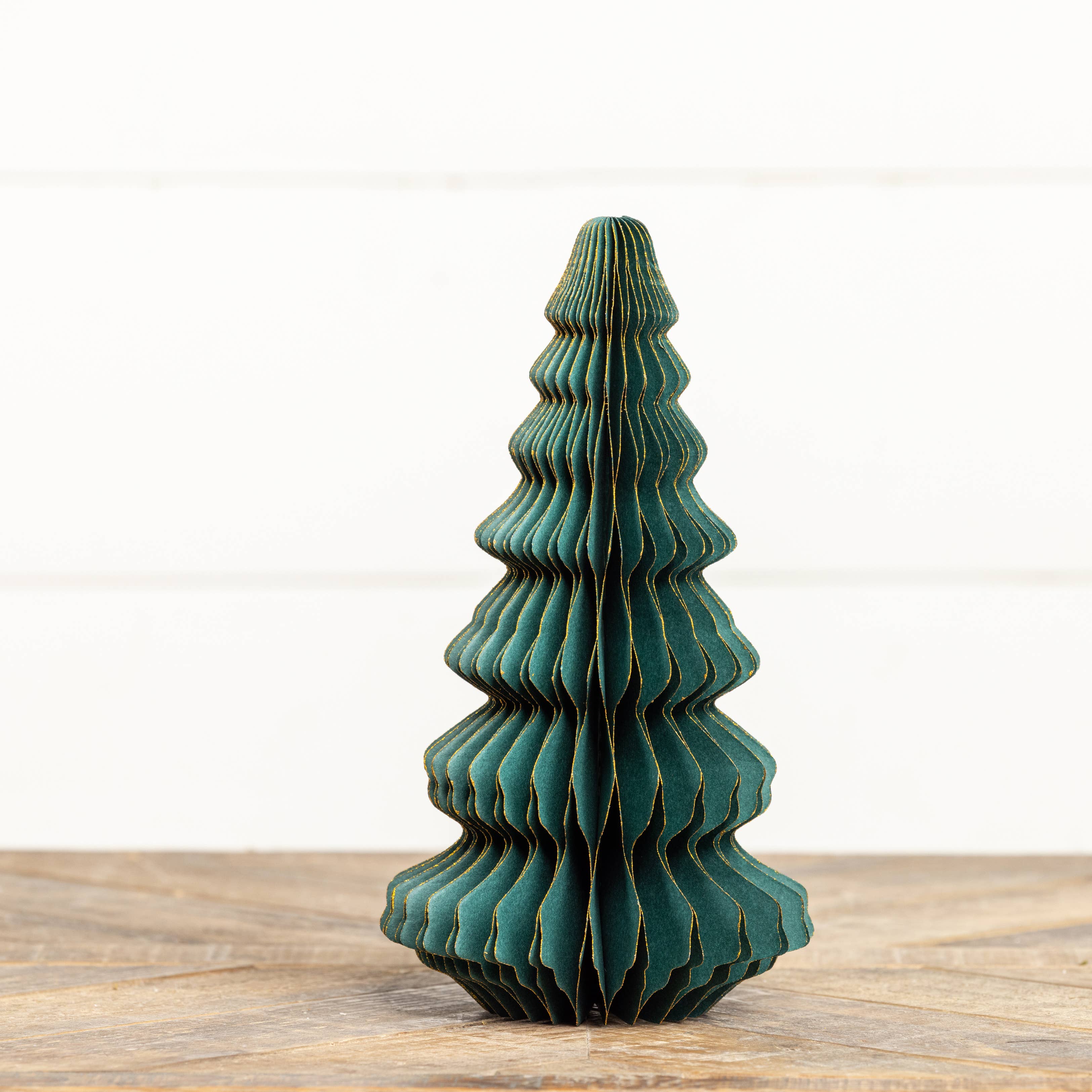 Ragon House - Wholesale Decorative Tabletop Object - 10" EMERALD GREEN W/ GOLD TRIM PAPER TREE1