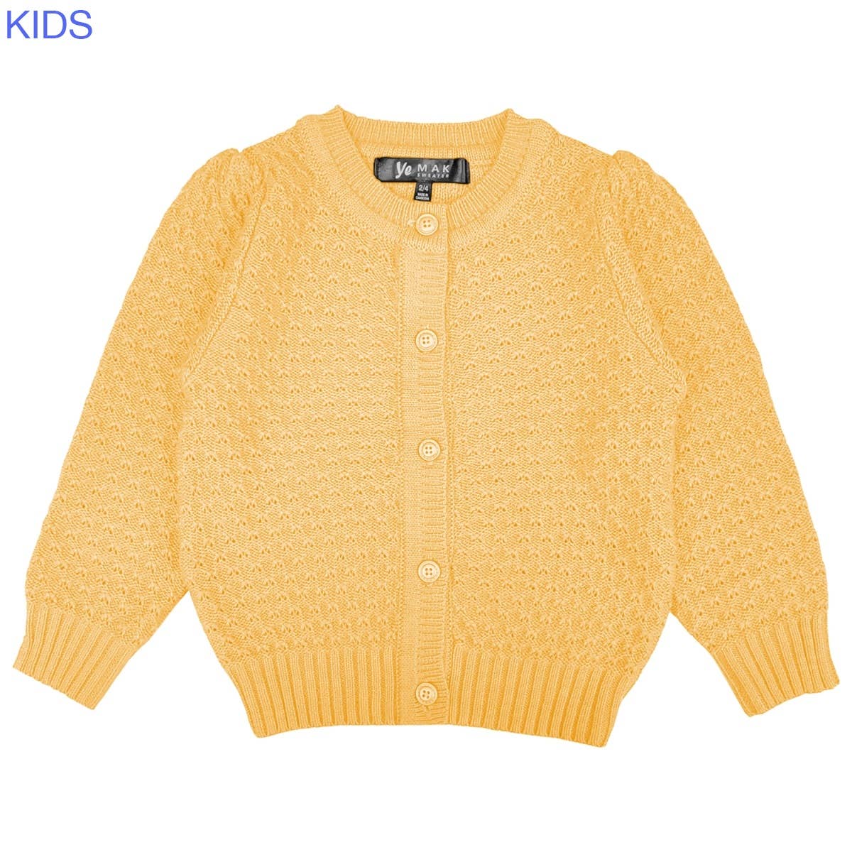 Mak - Vendita all'ingrosso Cardigan - Bambini - Cardigan corto all’uncinetto per bambina con bottoni vintage MK3514KID2