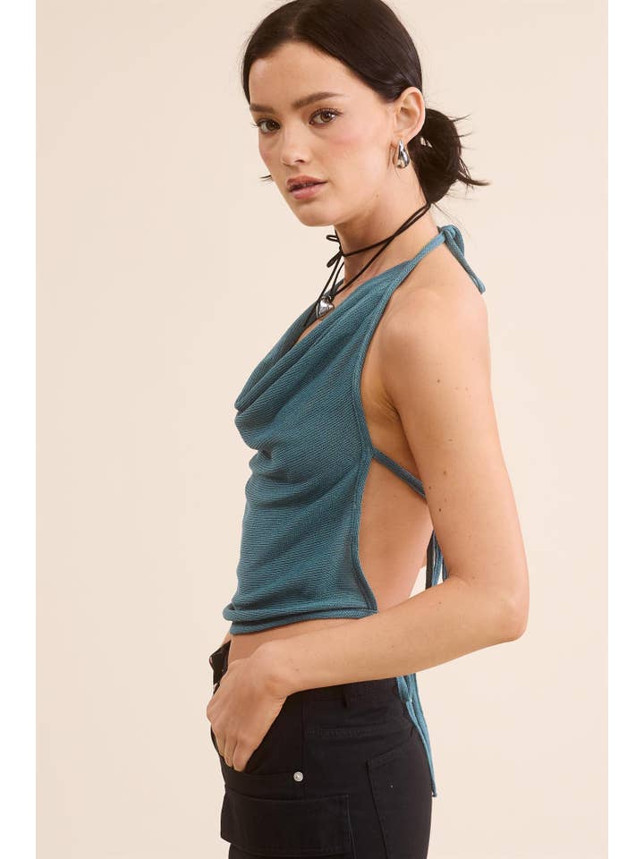 Mimosa - Wholesale Tank Top - Women's - Cowl Neck Open Back Tie Tank Top9