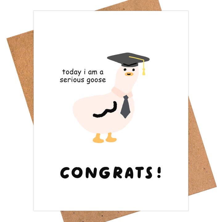 Carte de félicitations de fin d'études Oie Sérieuse pour la vente par iej studio
