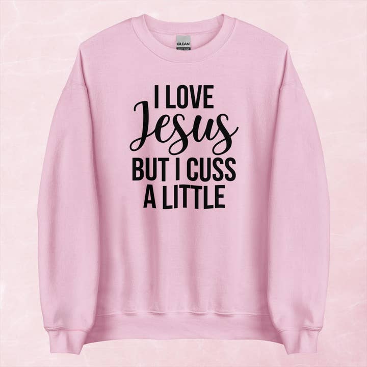 Jag älskar Jesus men jag svär lite grafisk sweatshirt med rund hals för wholesale av Piper Lou Collection