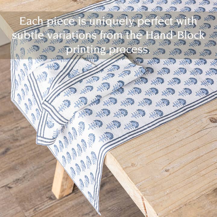 over&back - Wholesale Table Runner - Hand-Blocked Table Runner Floral Patterns 18x10814