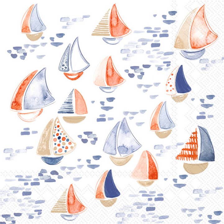 Boston International - Wholesale Disposable Napkin - Paper Cocktail Napkins Pack of 20 Nantucket Sailboat