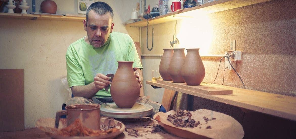 Cerámica Roca Caus - Vendita all'ingrosso Portacandele - Portacandele dipinto giallo.8