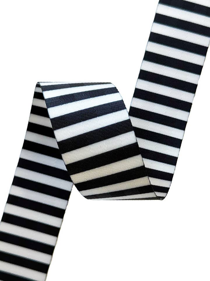 Svart & Vit Rand - 2 tum Handtag Vävbälte 12 yards rulle för wholesale av Sassafras Lane Designs