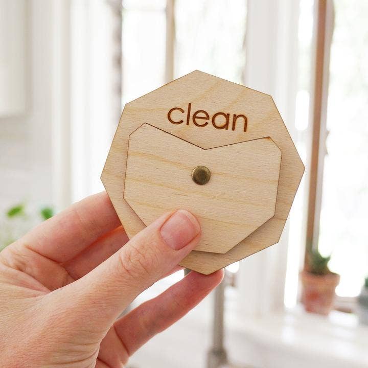 Birch Octagon Clean Dirty Dishwasher Magnet for wholesale by Modern Magnet