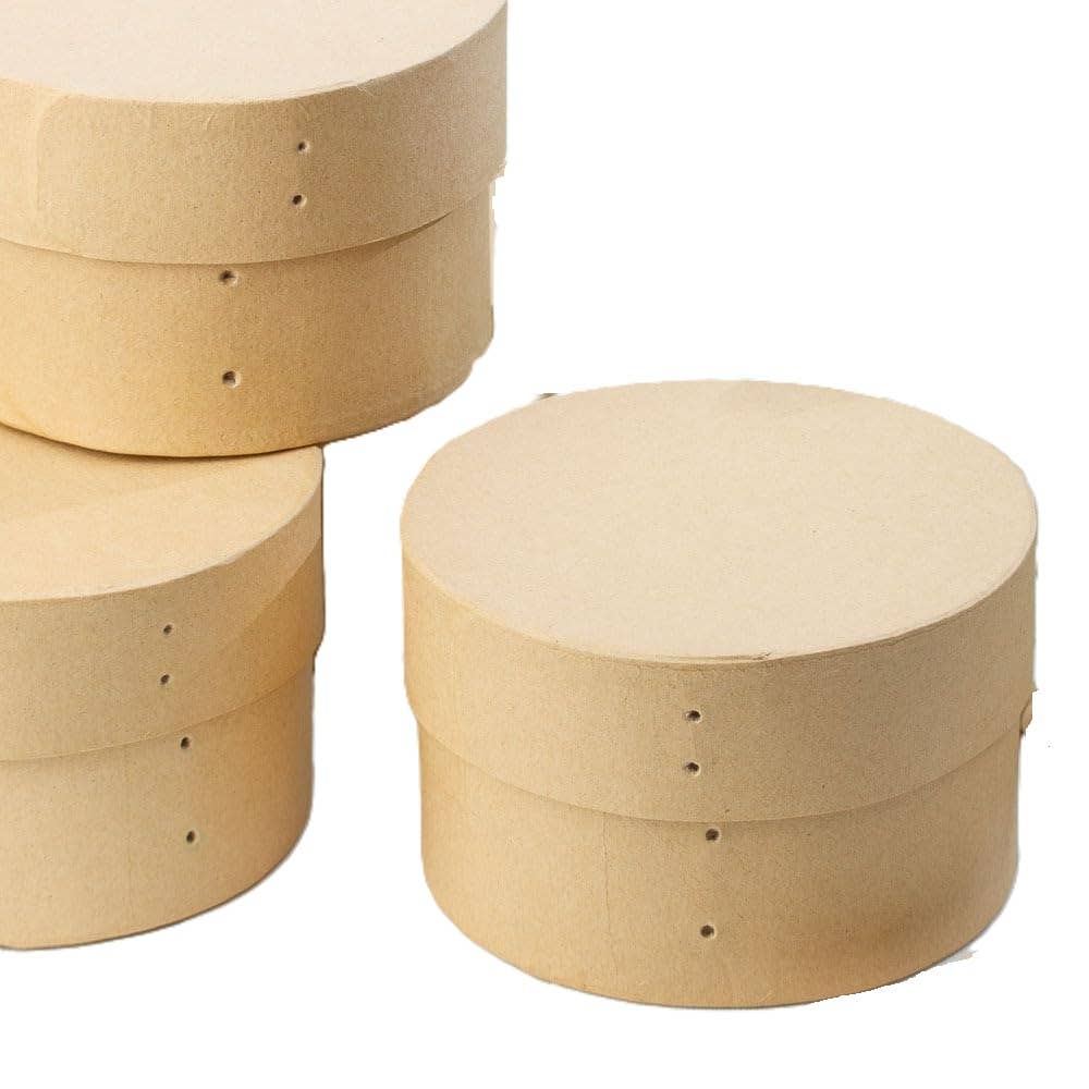 Factory Direct Craft - Wholesale Decorative Box - Shaker Style Round Paper Mache Band Box - 3-5/8" H x 5-7/8" 2