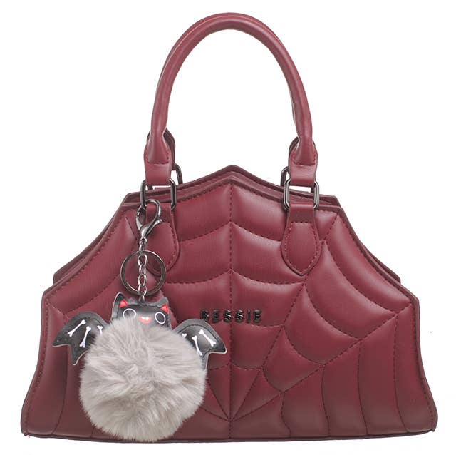 Bessie London - Vendita all'ingrosso Borsa tote - Donna - BORSA TRAPUNTATA DI HALLOWEEN A RAGNATELA CON CIONDOLO A FORMA DI PIPISTRELLO8