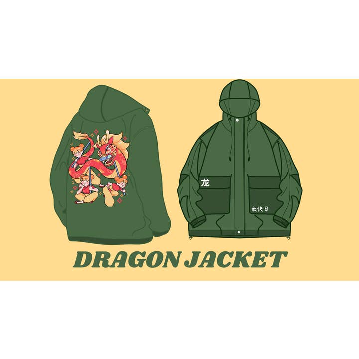 Euphoric Sun Inc – Engroshandel Jakke - Dame – Grøn Dragon Year Cargo Jakke