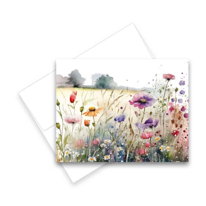 Watercolor Wildflowers - Set of 1 or 4 - Greeting Cards for wholesale by Aria Rae