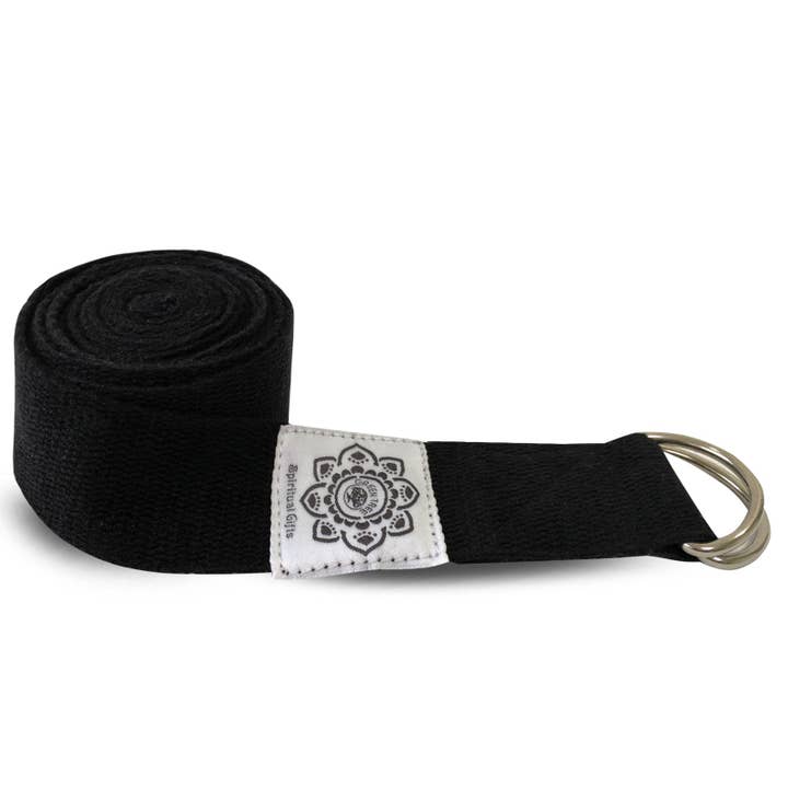 Black Cotton Yoga 8 Ft. Strap with 1.5’’ D-Ring for wholesale by Green Tree