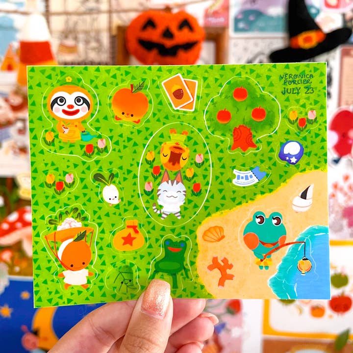 Animal Crossing Sticker Sheet for wholesale by Veronica Porlier Illustrations