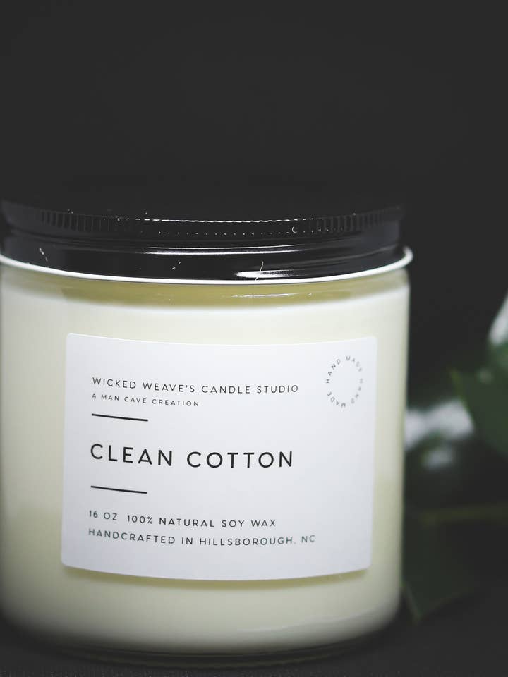 Clean Cotton Soy Wax Candle (4 Size Options) for wholesale by Wicked Weave’s Candle Studio