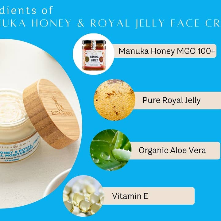 Alpha Honey Health, LLC - Wholesale Facial Moisturizer - Manuka Honey & Royal Jelly Face Cream Serum Moisturizer4