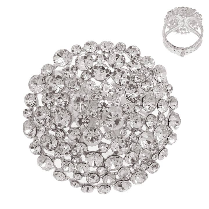 SP Sophia Collection - Wholesale Cuff Bracelet - Dome Rhinestone Cluster Metal Cuff Hinge Bracelet3