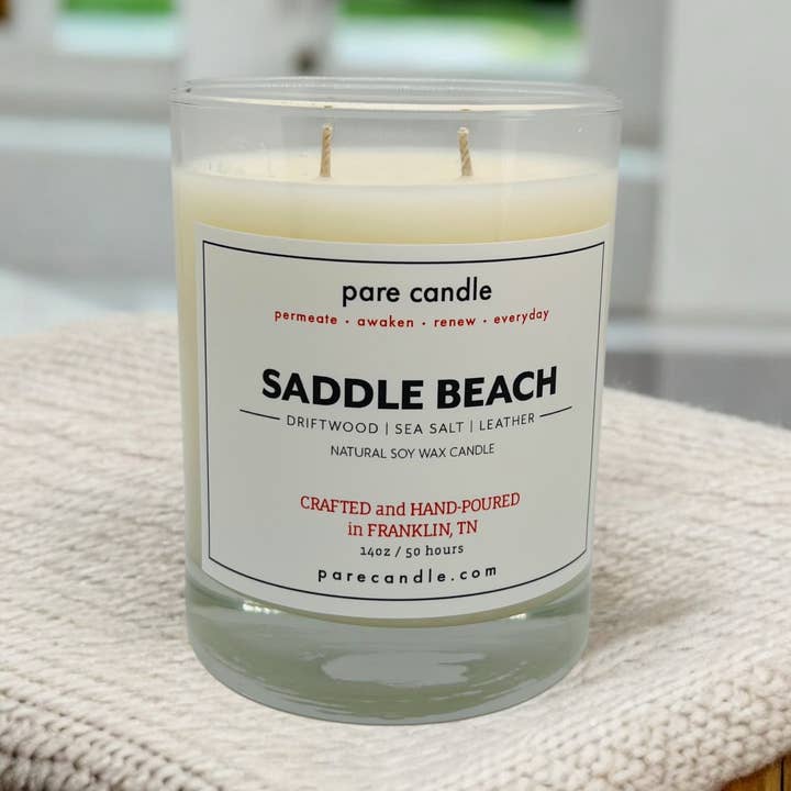 Saddle Beach | 14-oz Soy + Coconut Wax Candle for wholesale by Pare Candle