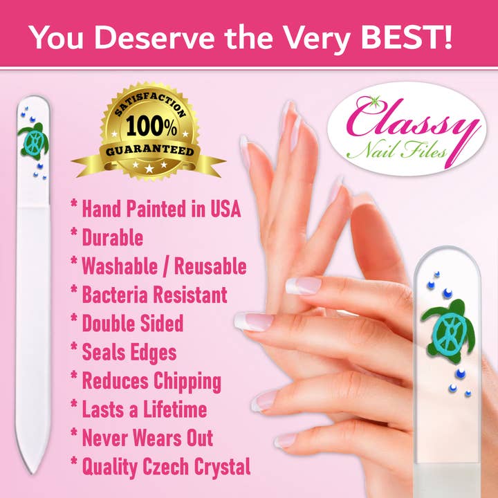 Classy Nail Files - Wholesale Nail File - Sea Turtle Sea Life Ocean Hand Painted Crystal Nail File