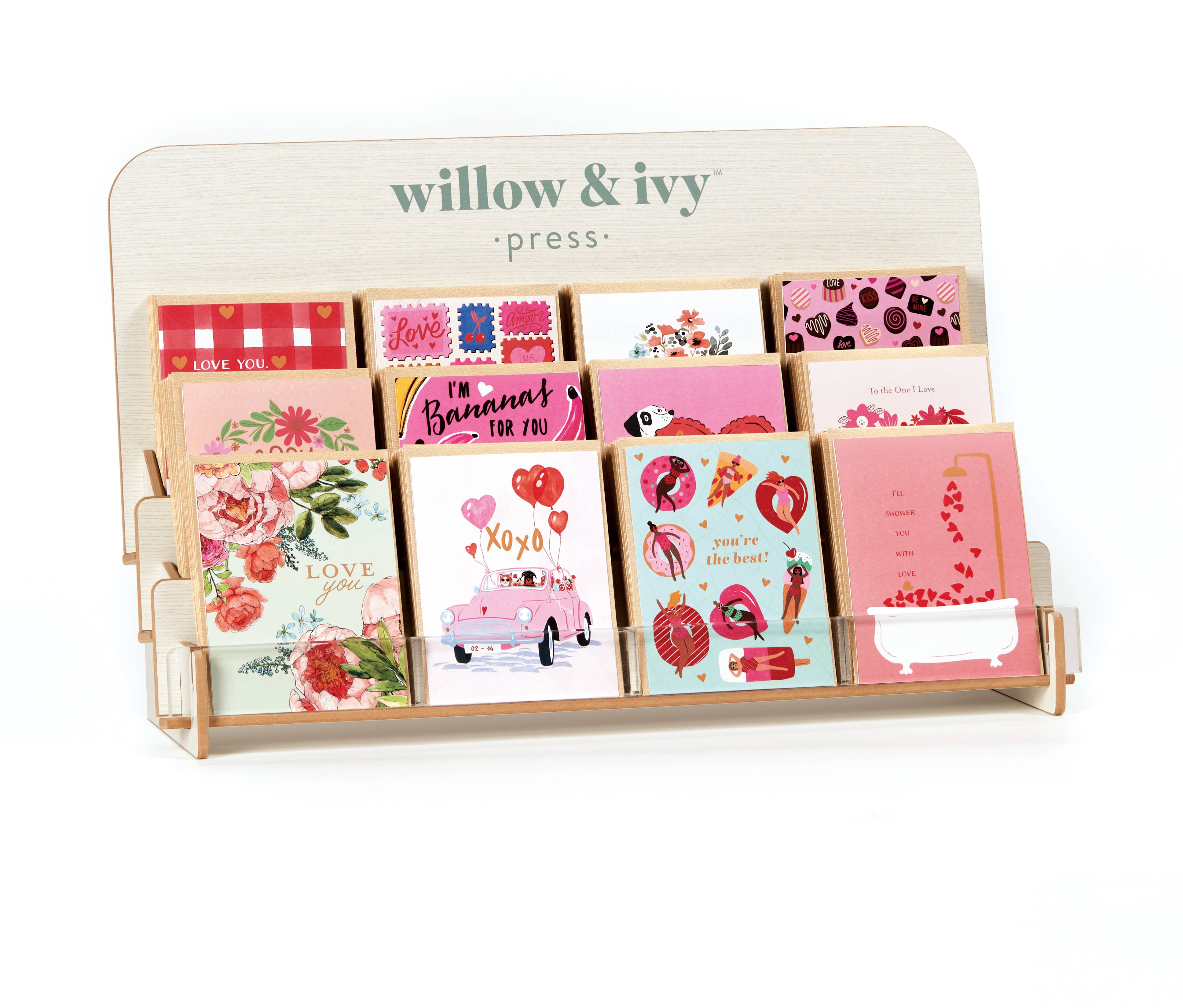 Willow & Ivy Press - Wholesale Retailer Display - Paper & Novelty - Greeting Card Counter Display $10 w/ 12 Units of Cards4