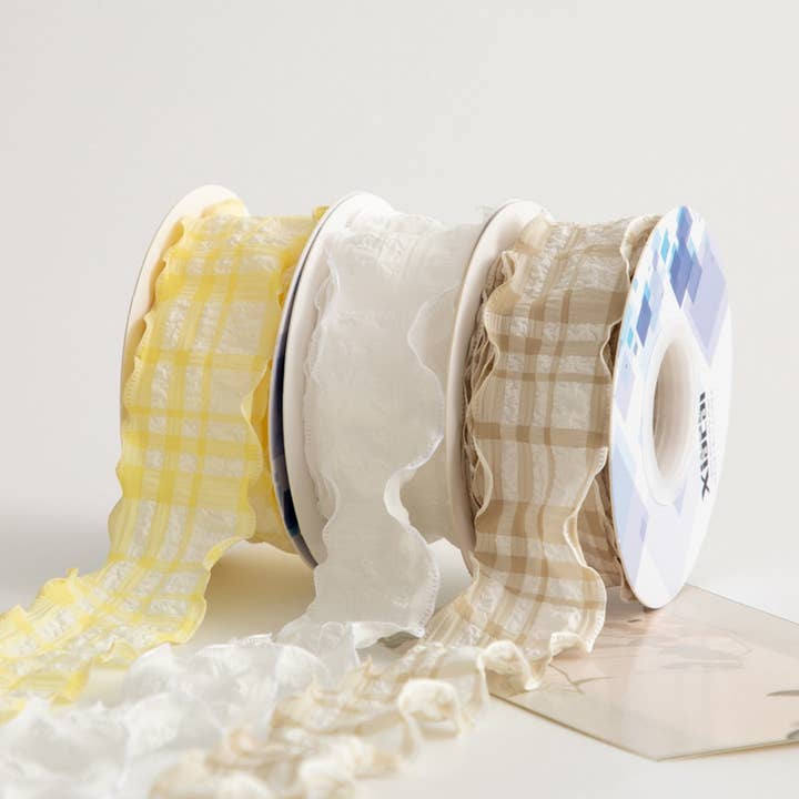 ACCITY - Wholesale Ribbon - Gift Wrapping - COLORFUL PUFF PLAID RIBBON FISHTAIL YARN RIBBON_CWMM577712